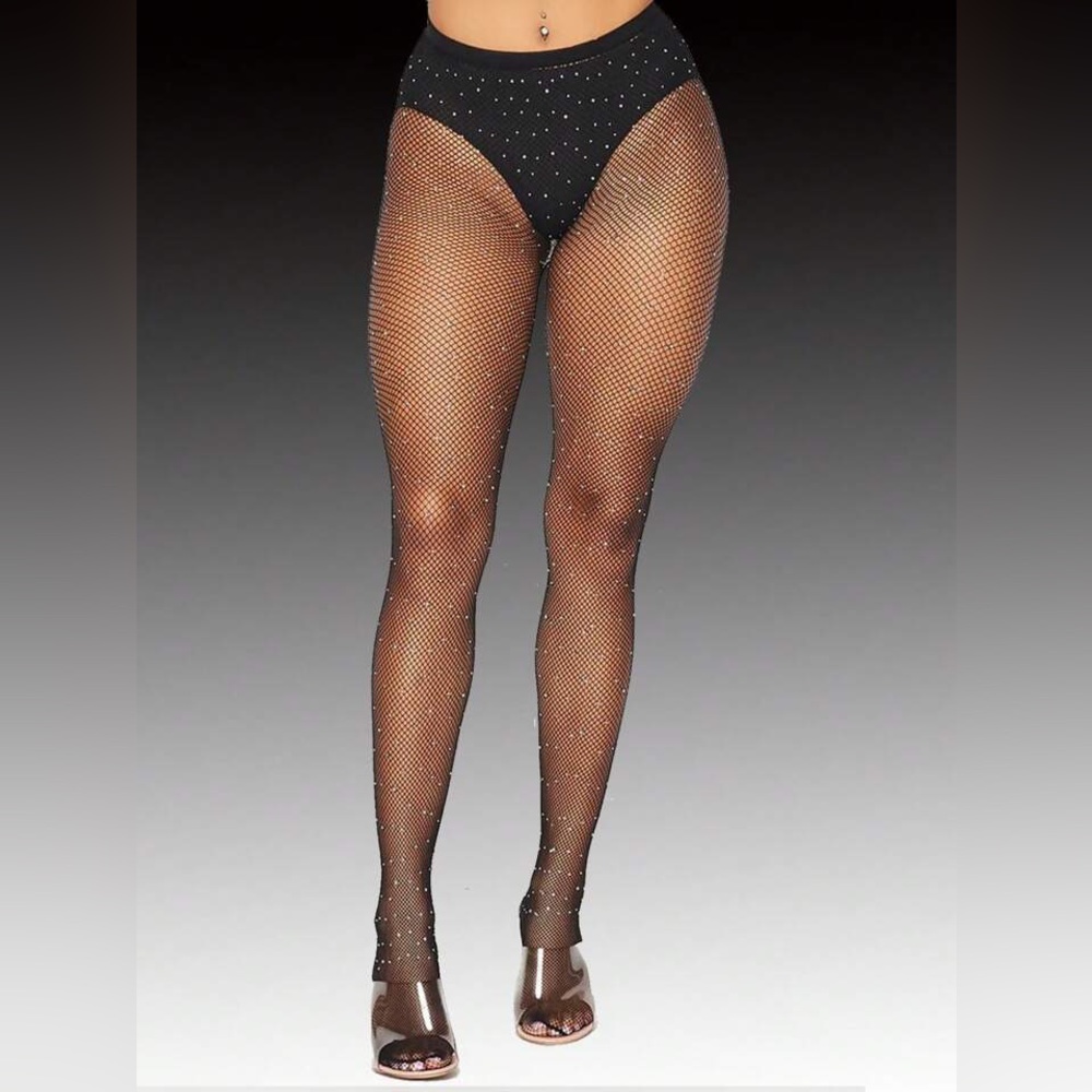 RHINESTONE DECOR FISHNET TIGHTS - Picture 2 of 6